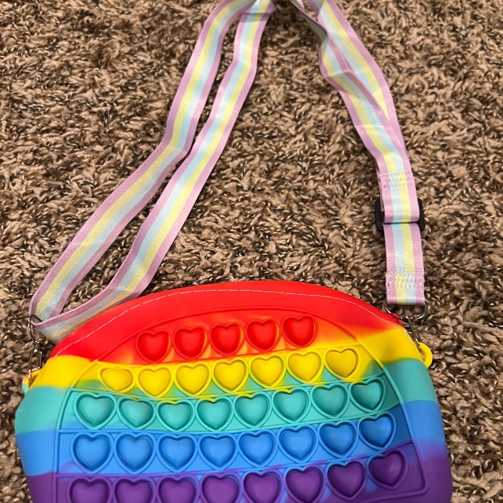 Rainbow Heart Pop It Kids Bag